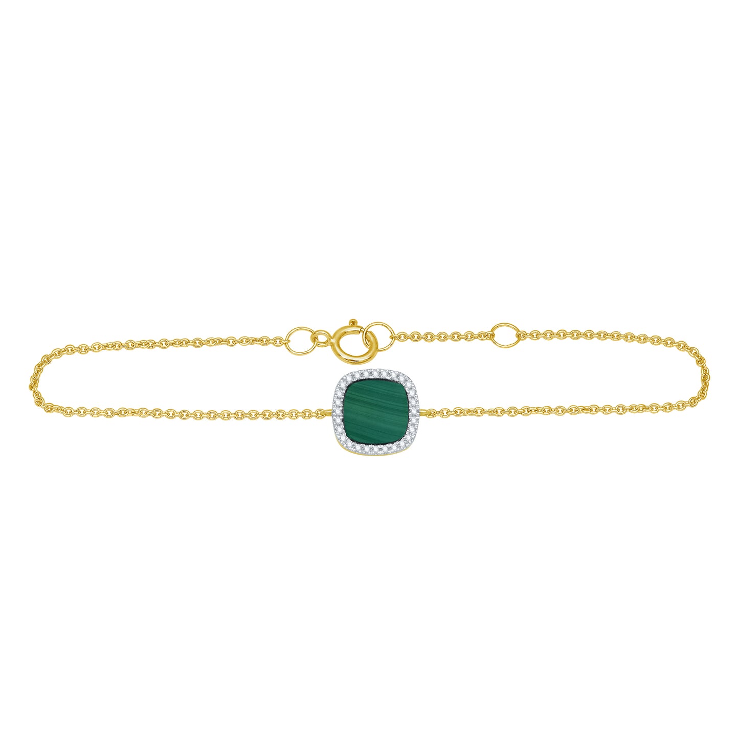 Cushion Malachite Diamond Bracelet