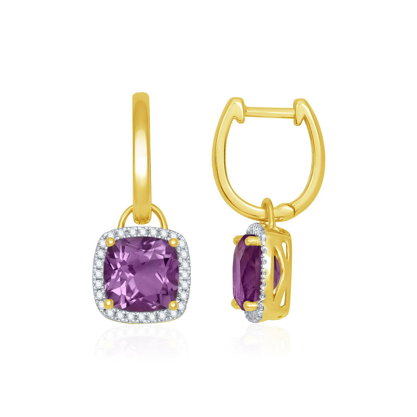 Amethyst Halo Drop Earrings