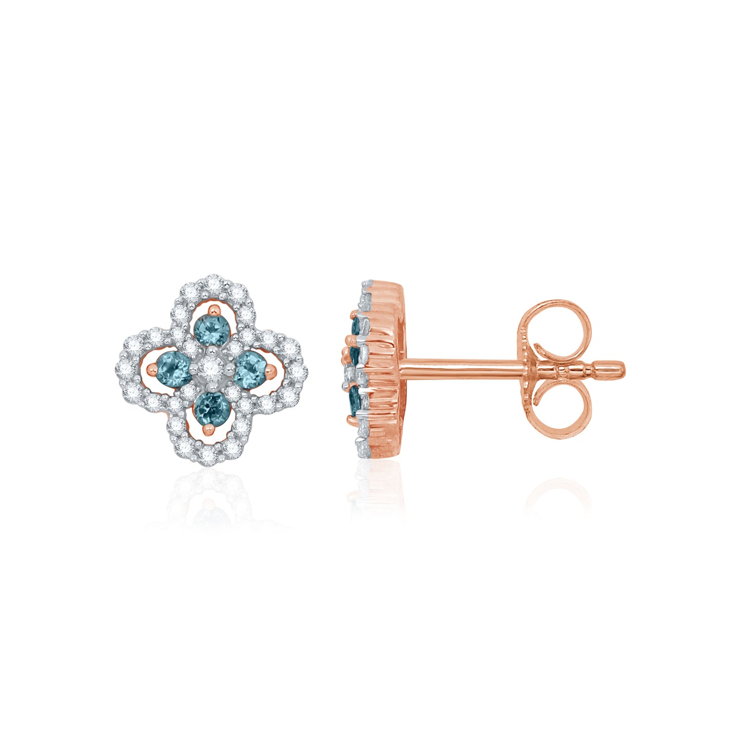 Four Leaf London Blue Diamond Earrings