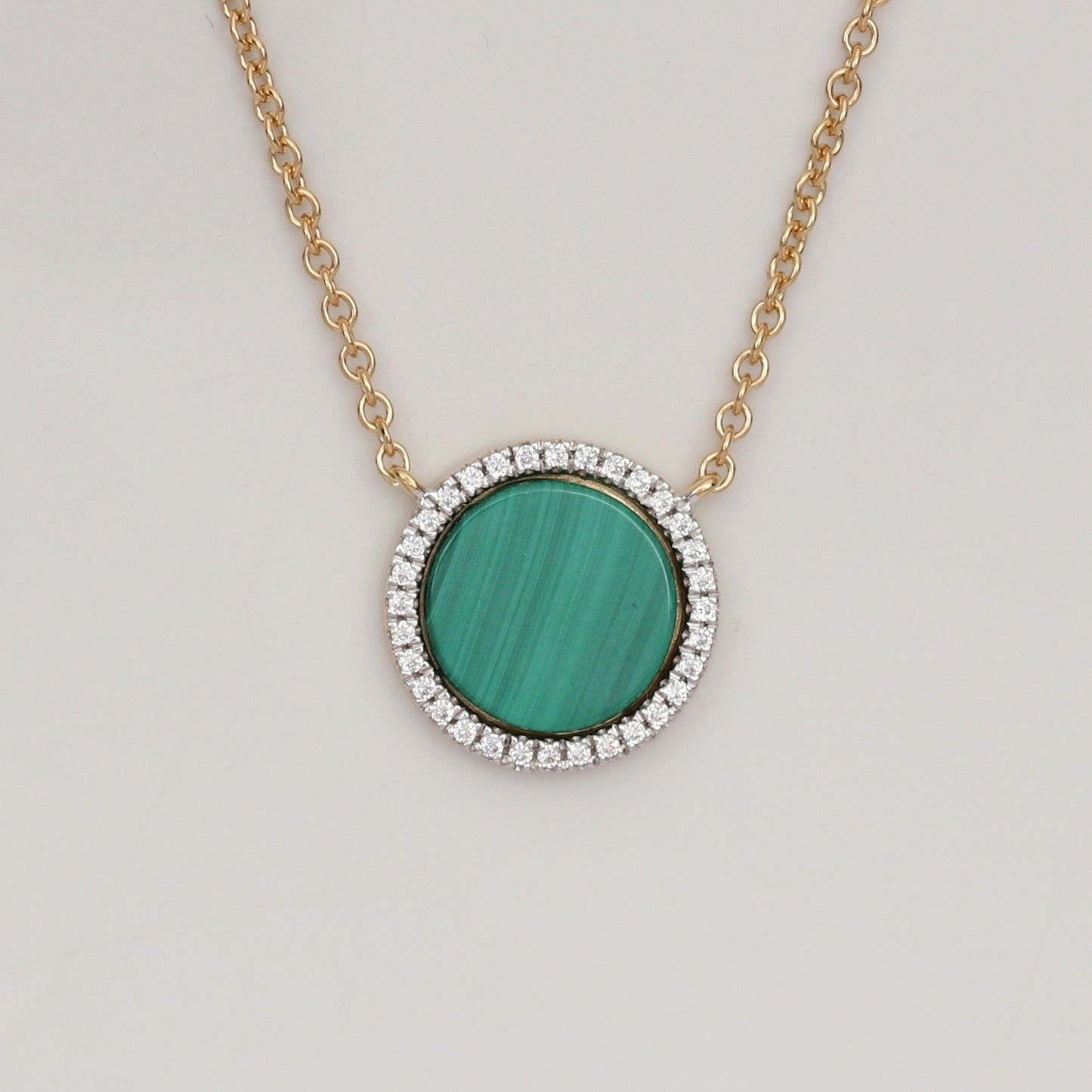 Malachite Round Diamond Necklace