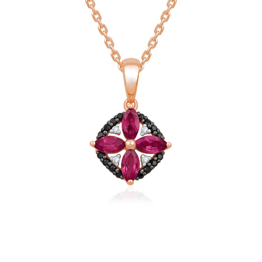 ROSE ECLIPSE - Flower Black Diamond Pendant