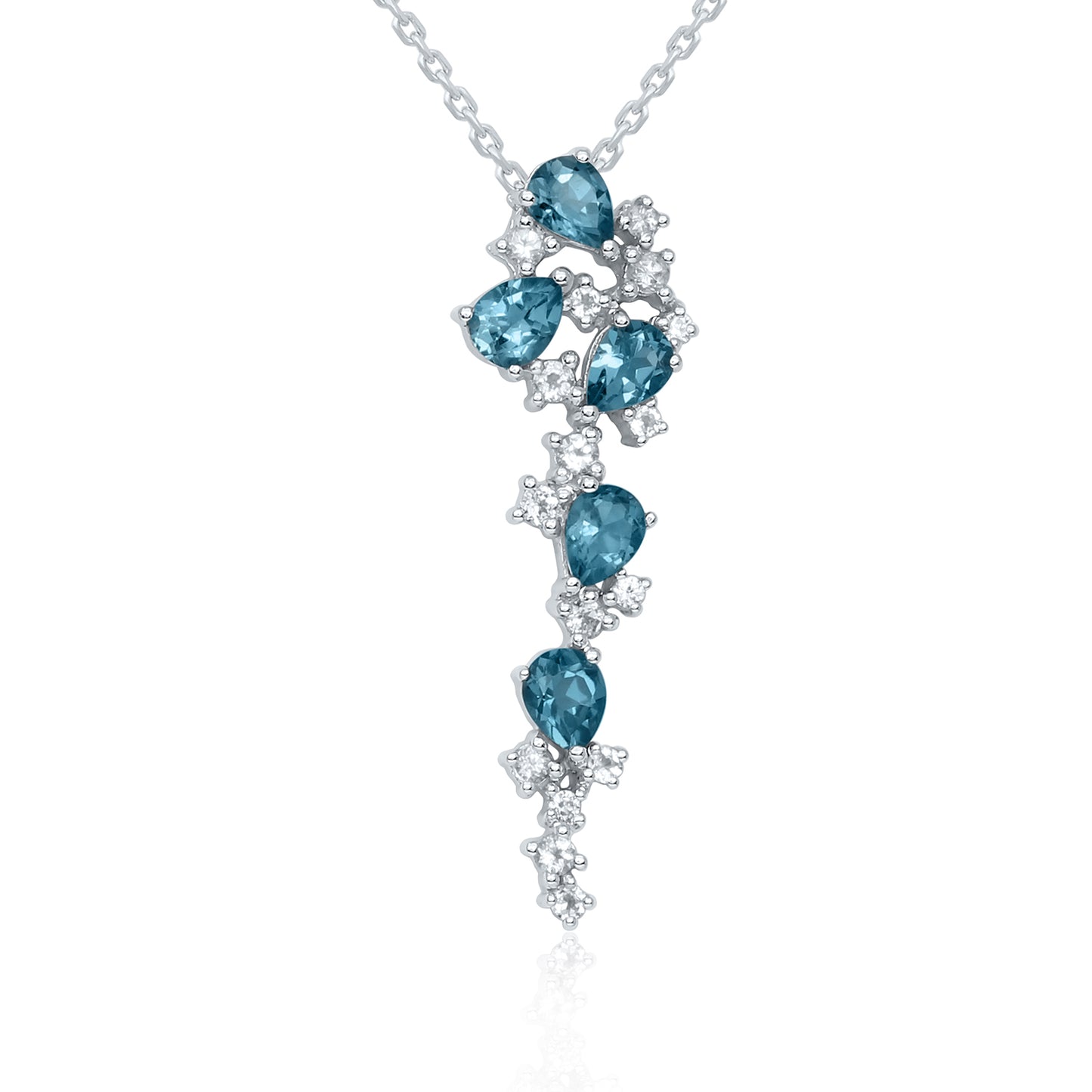 Ocean Blue Topaz Diamond Necklace