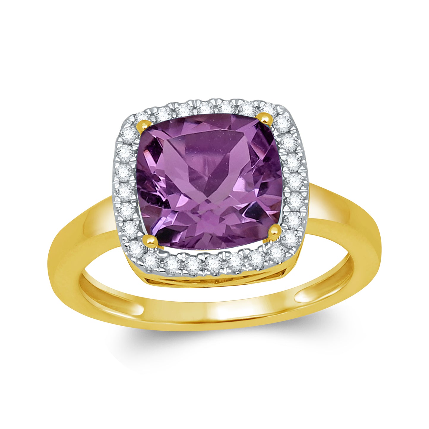 Amethyst Halo Ring
