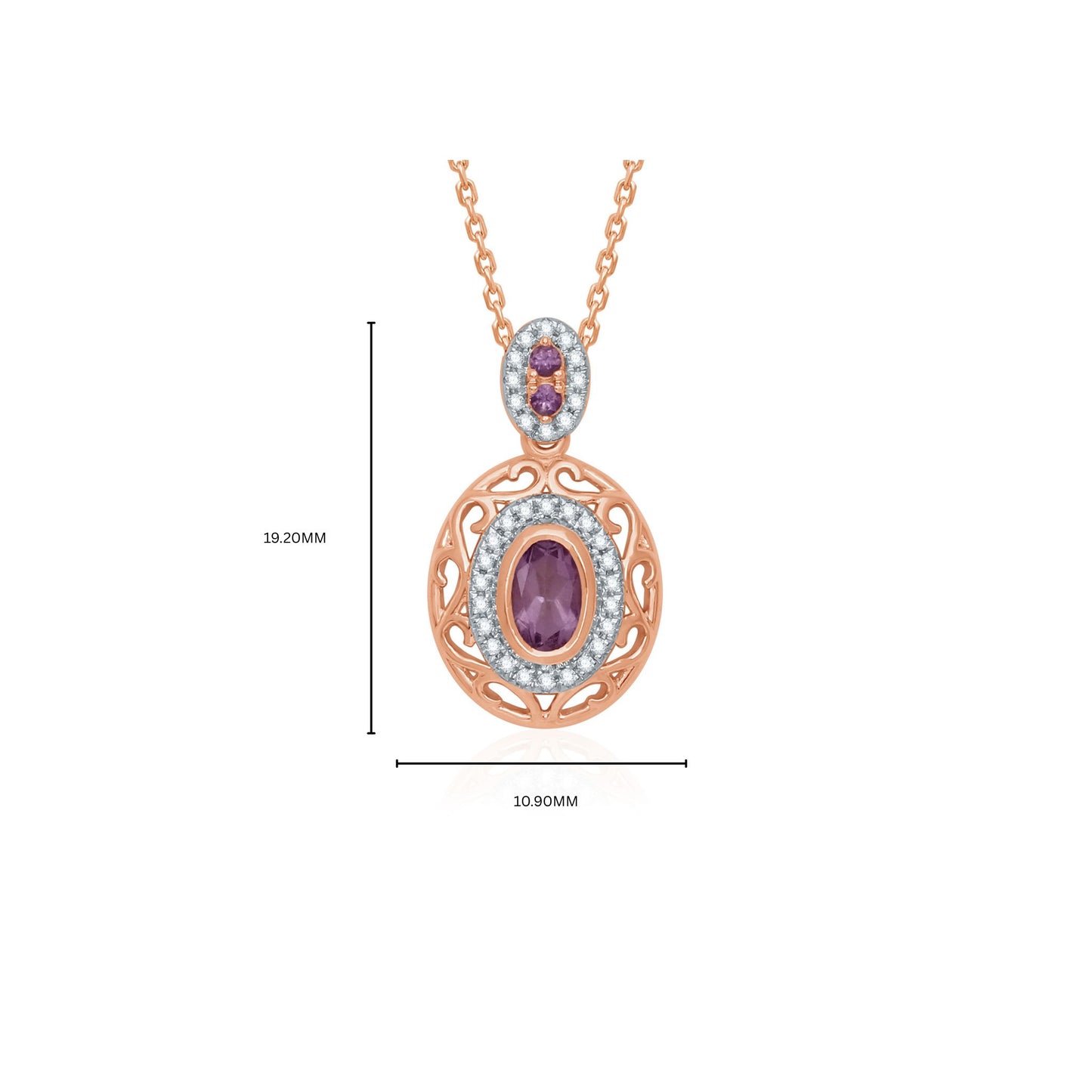 Filigree Amethyst Oval Pendant