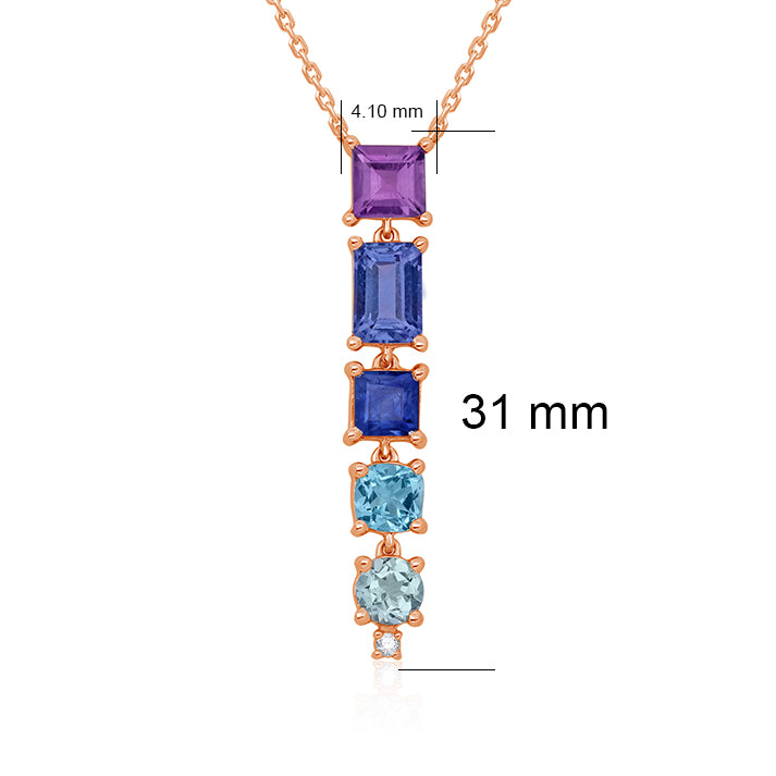 Line Drop Gemstones Necklace