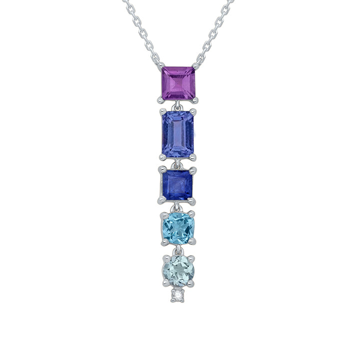Line Drop Gemstones Necklace
