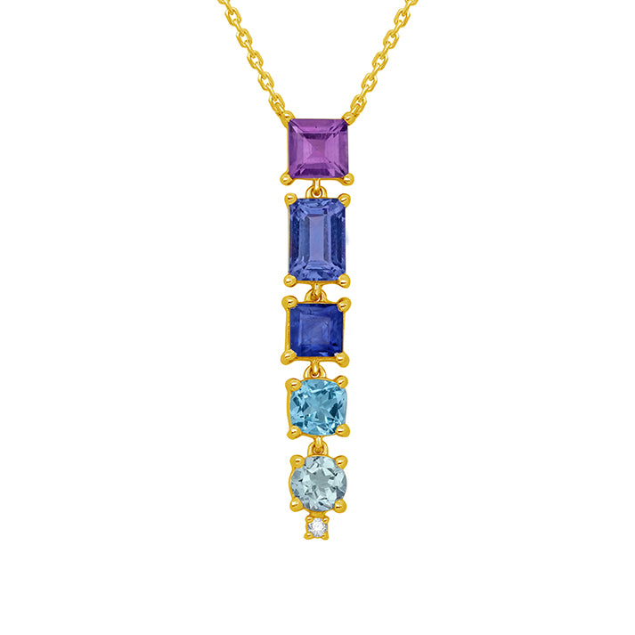 Line Drop Gemstones Necklace