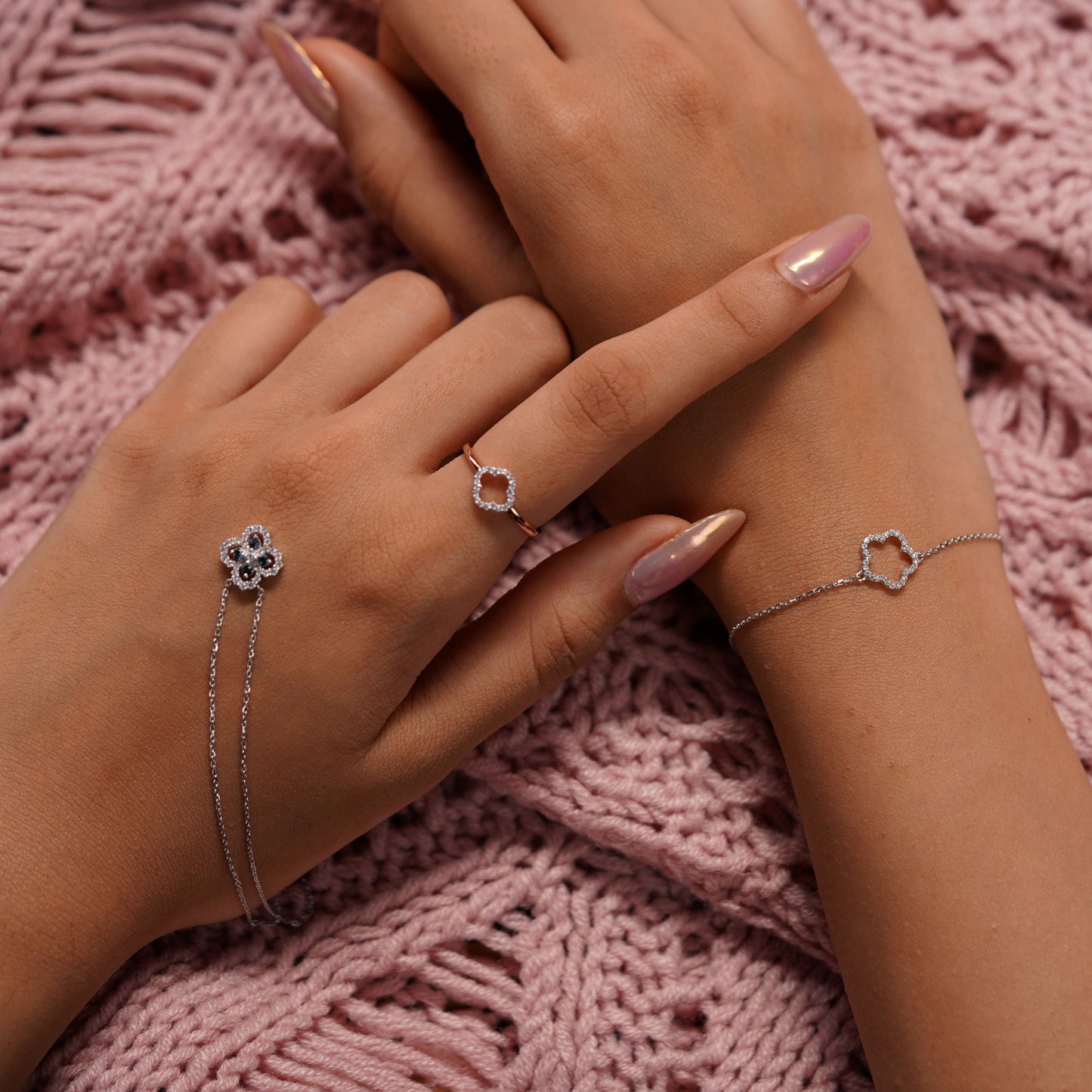 Lucky Clover Gold Diamond Ring