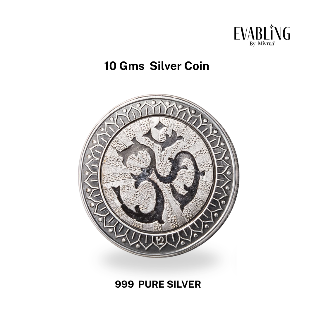 10gm 999 pure silver coin back side with Om symbol design