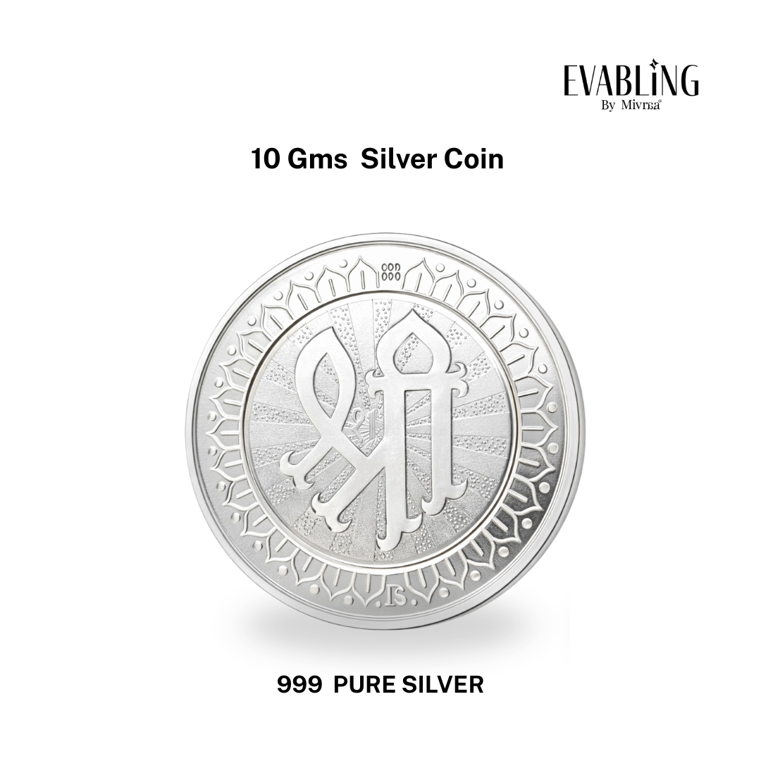 10gm 999 pure silver coin back side with Sri symbol design