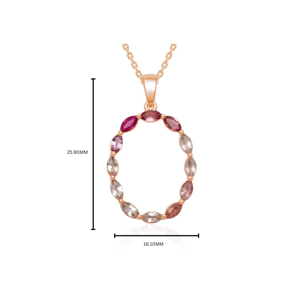 Rose Garden Oval Gemstones Pendant