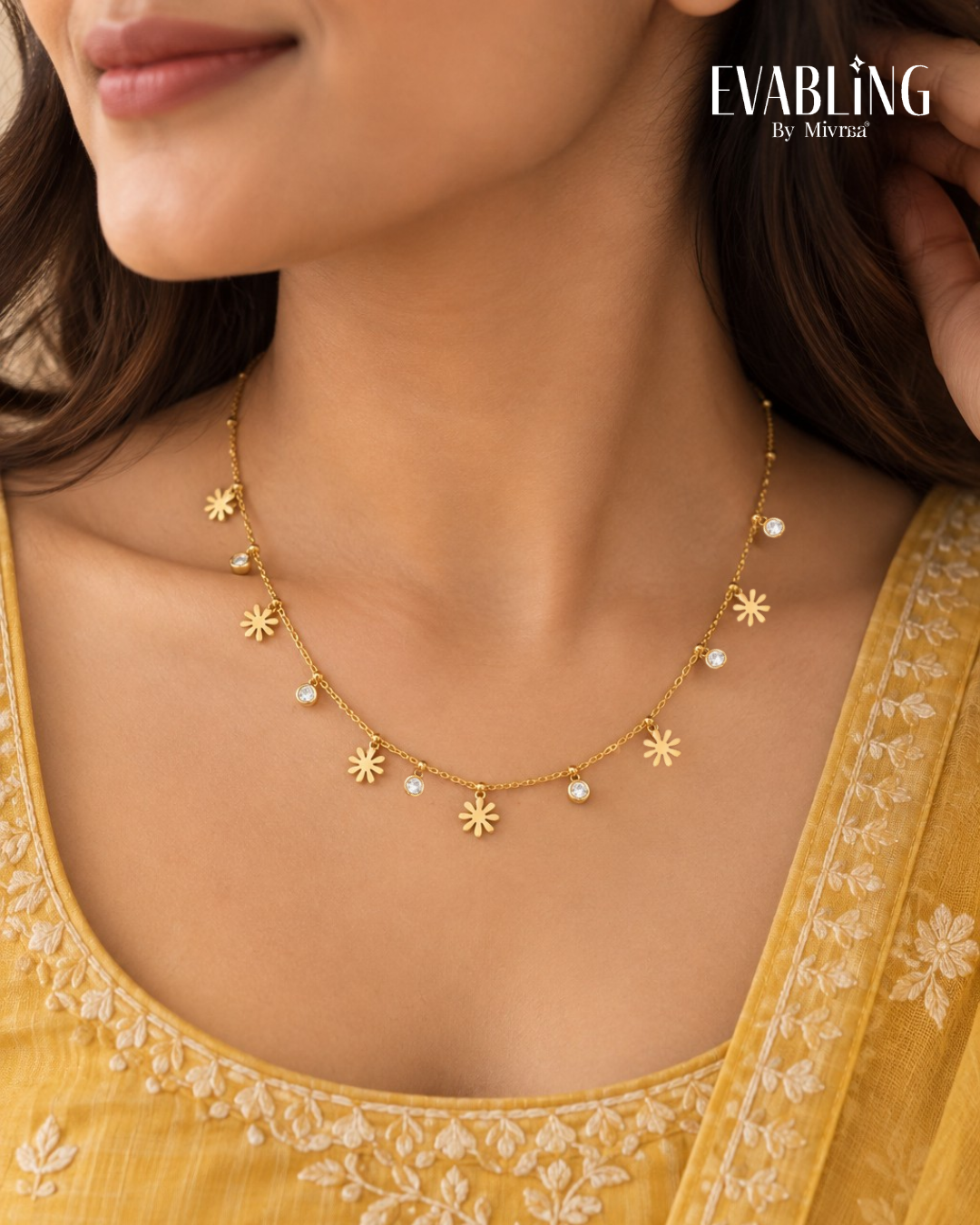 EVABLiNG by Mivraa - Diamond Flower Necklace
