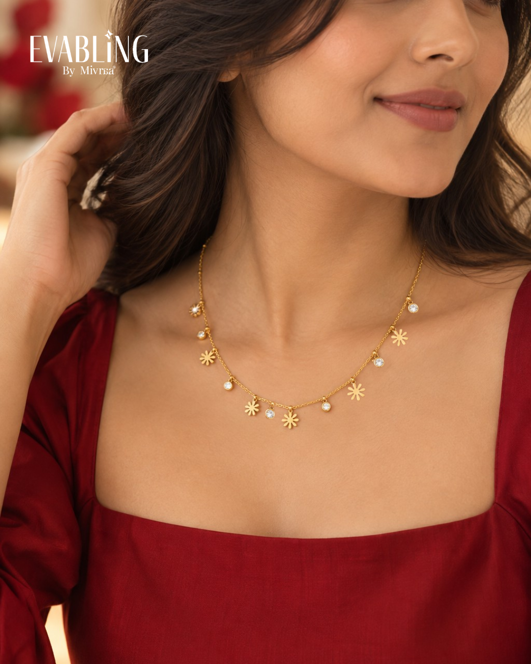 EVABLiNG by Mivraa - Diamond Flower Necklace