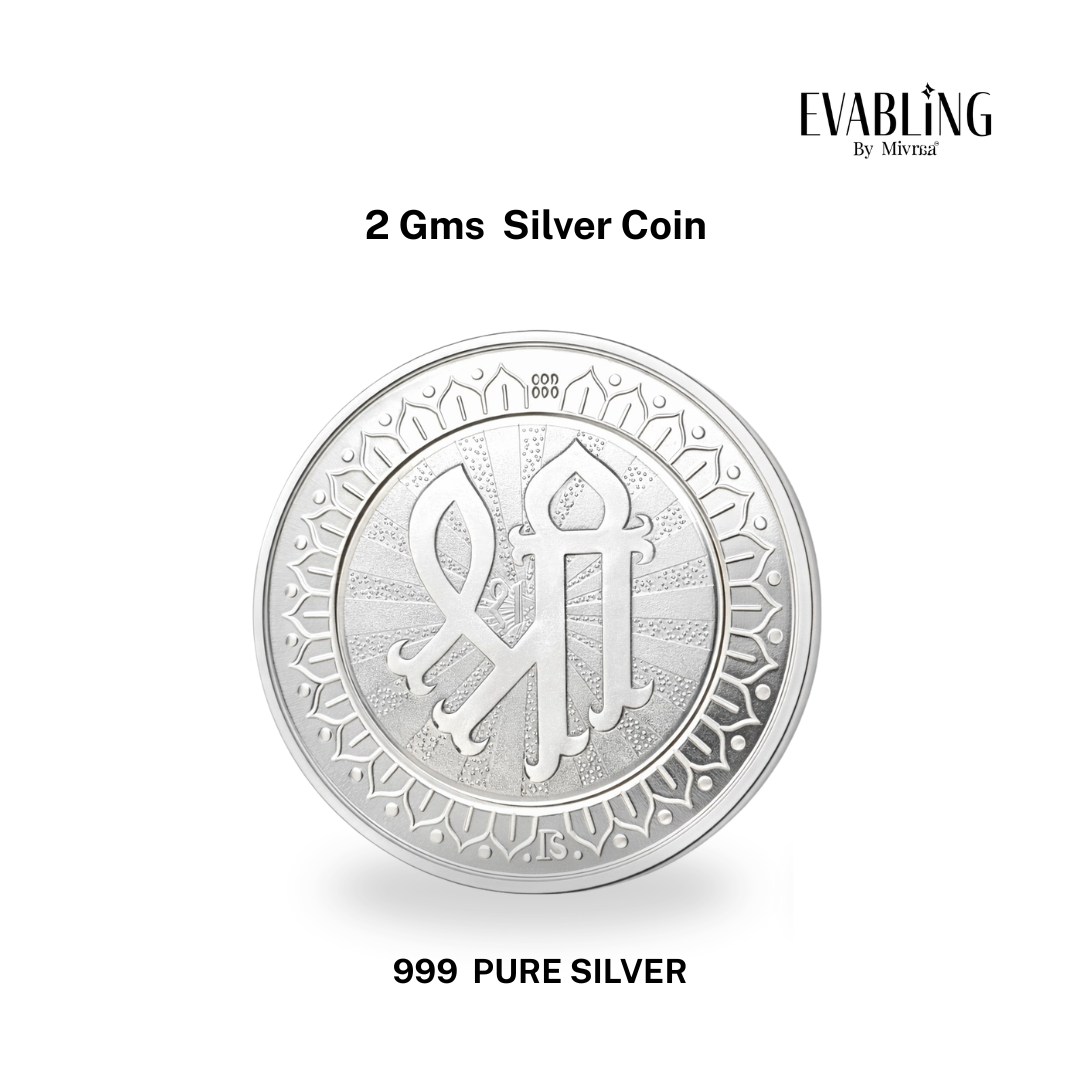 2gm 999 pure silver coin back side with Sri symbol design