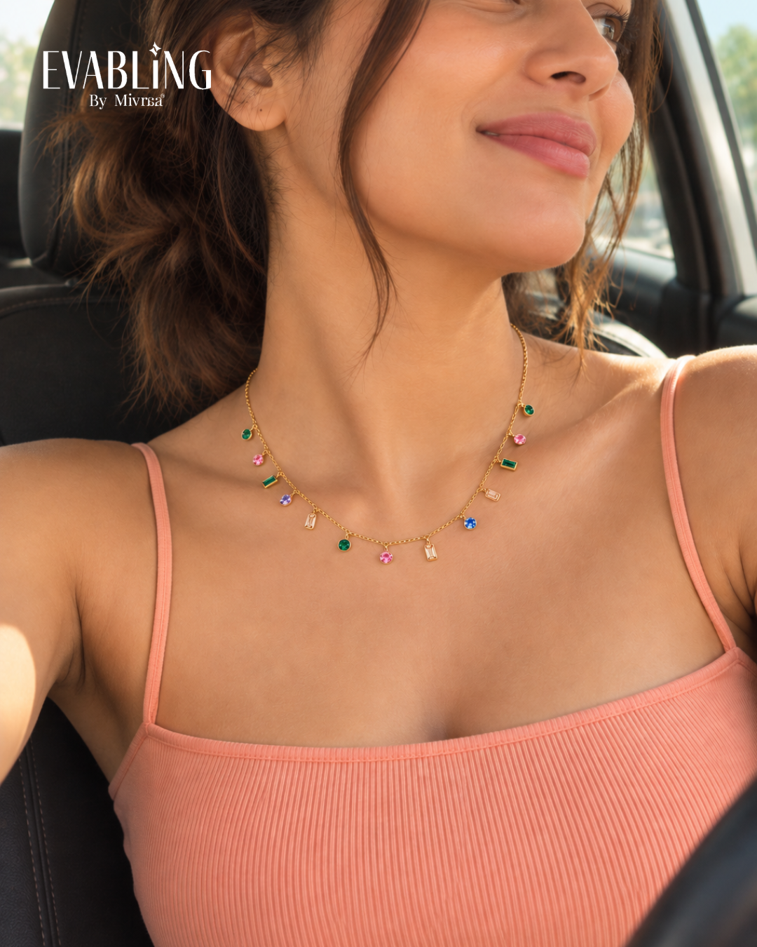 EVABLiNG by Mivraa - Colourful Stud Necklace