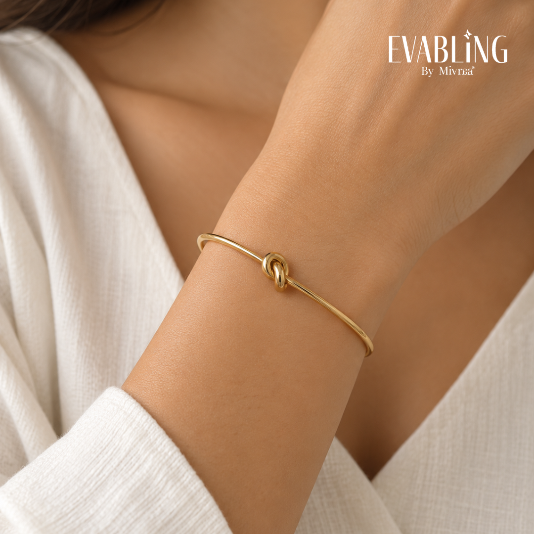 EVABLiNG by Mivraa - Minimal Knot Gold Cuff Bracelet