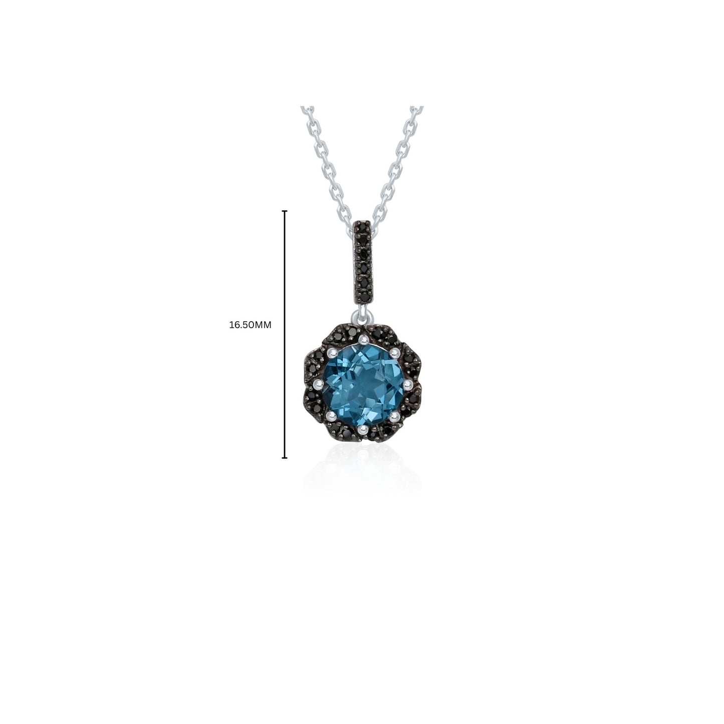 Azure Nightfall Black Diamonds & BlueTopaz Pendant