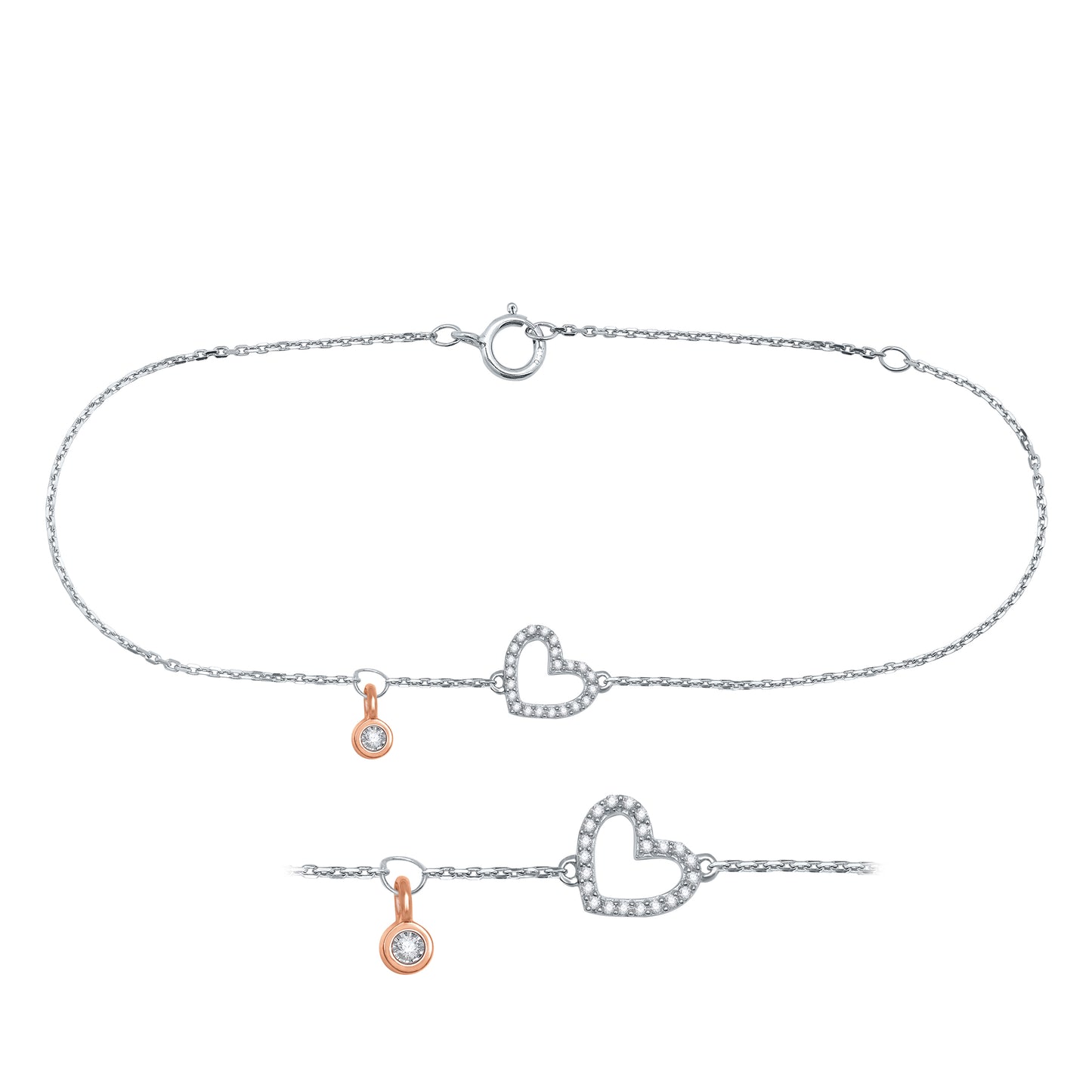 Customizable Heart On Sleeve Diamond Bracelet