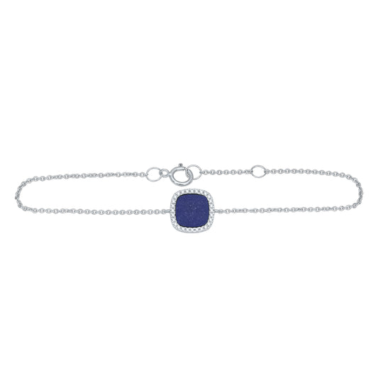Cushion Lapis Diamond Bracelet