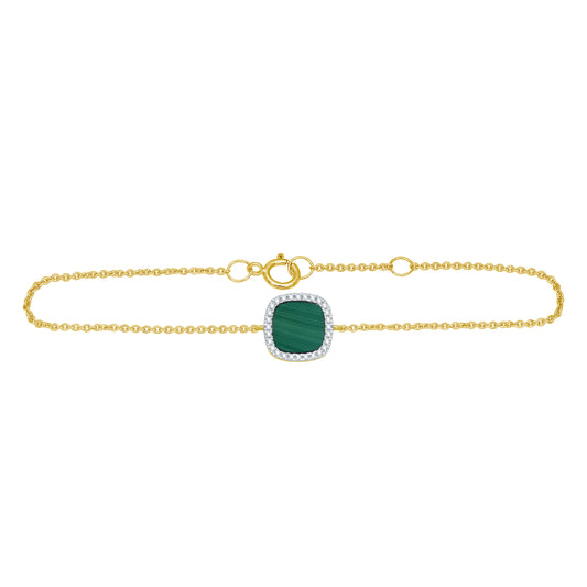 Cushion Malachite Diamond Bracelet
