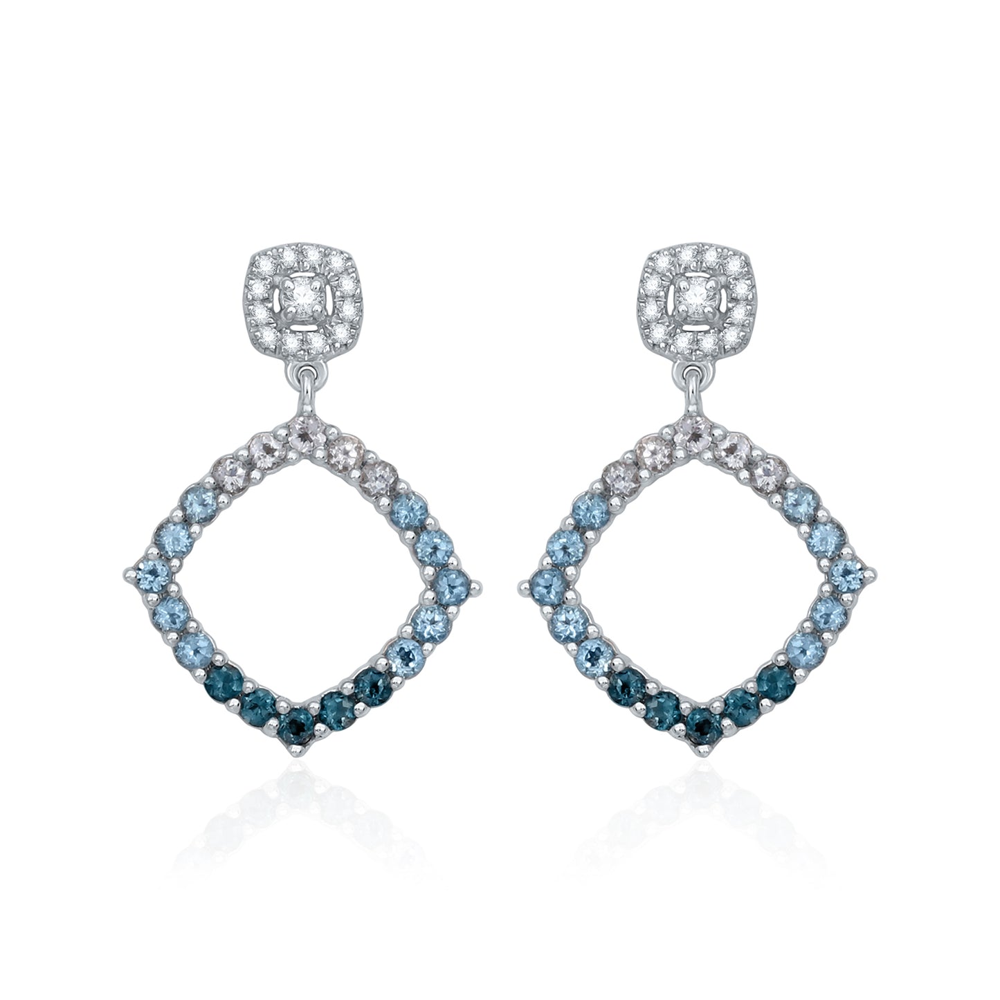 Blue Celestial Rhombus Topaz Drop Earrings