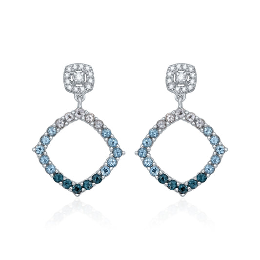 Blue Celestial Rhombus Topaz Drop Earrings