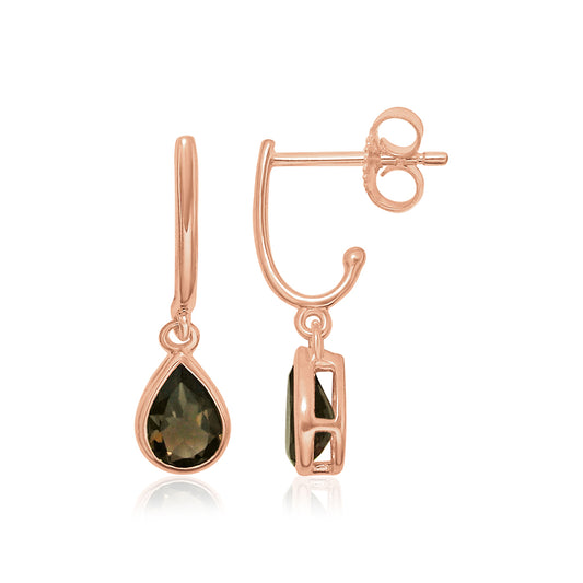 Smoky Quartz Drop Stud Earrings
