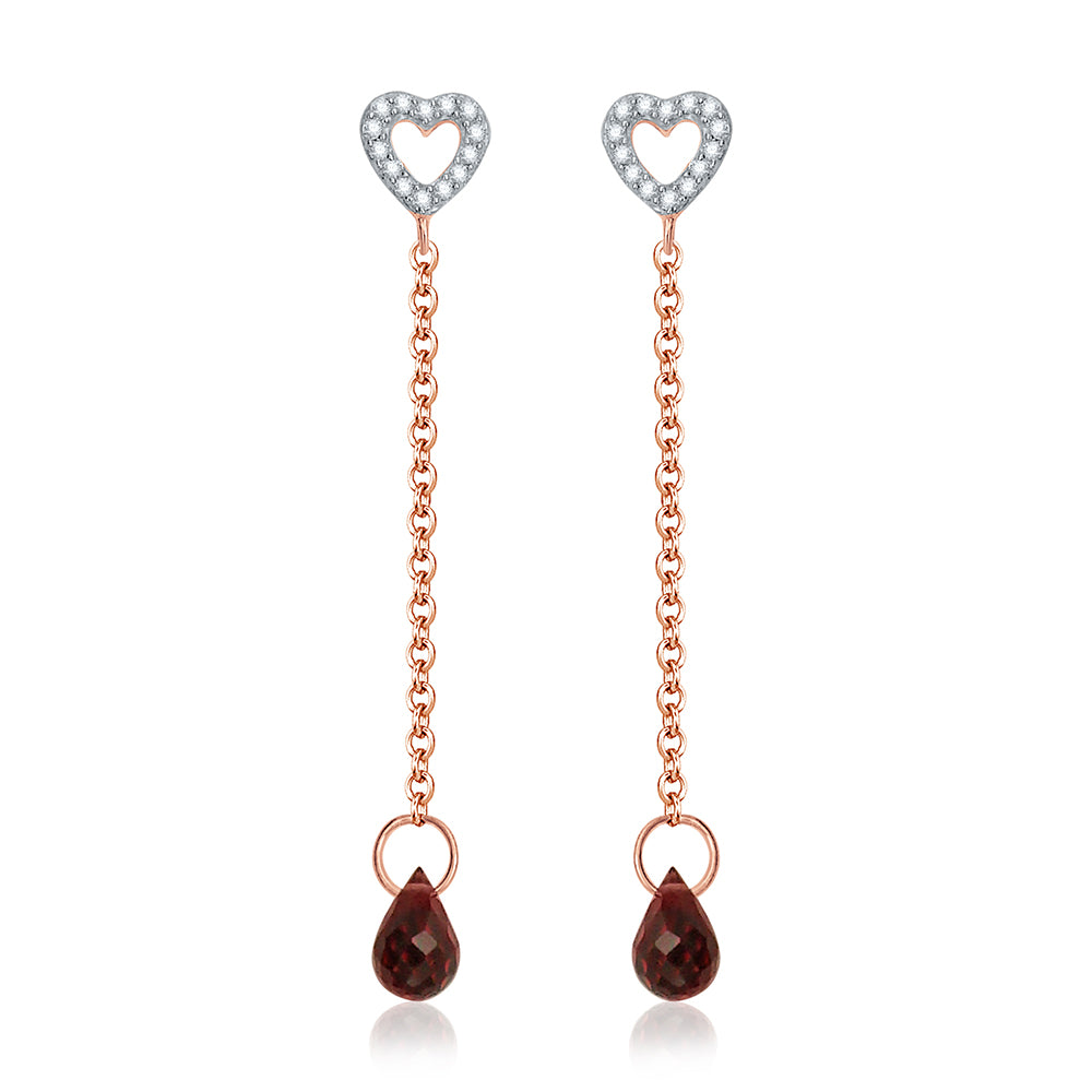 Mini Mivraa Collection - Garnet Heart Diamond Danglers