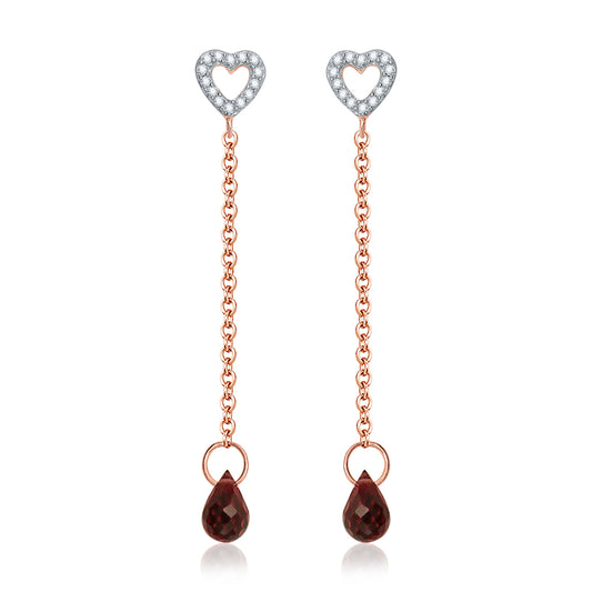 Mini Mivraa Collection - Garnet Heart Diamond Danglers