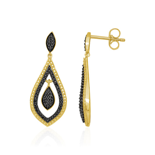 Eclipse Teardrop Black Diamond Earrings