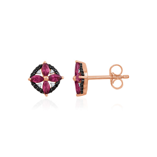 ROSE ECLIPSE - Flower Black Diamond Earrings