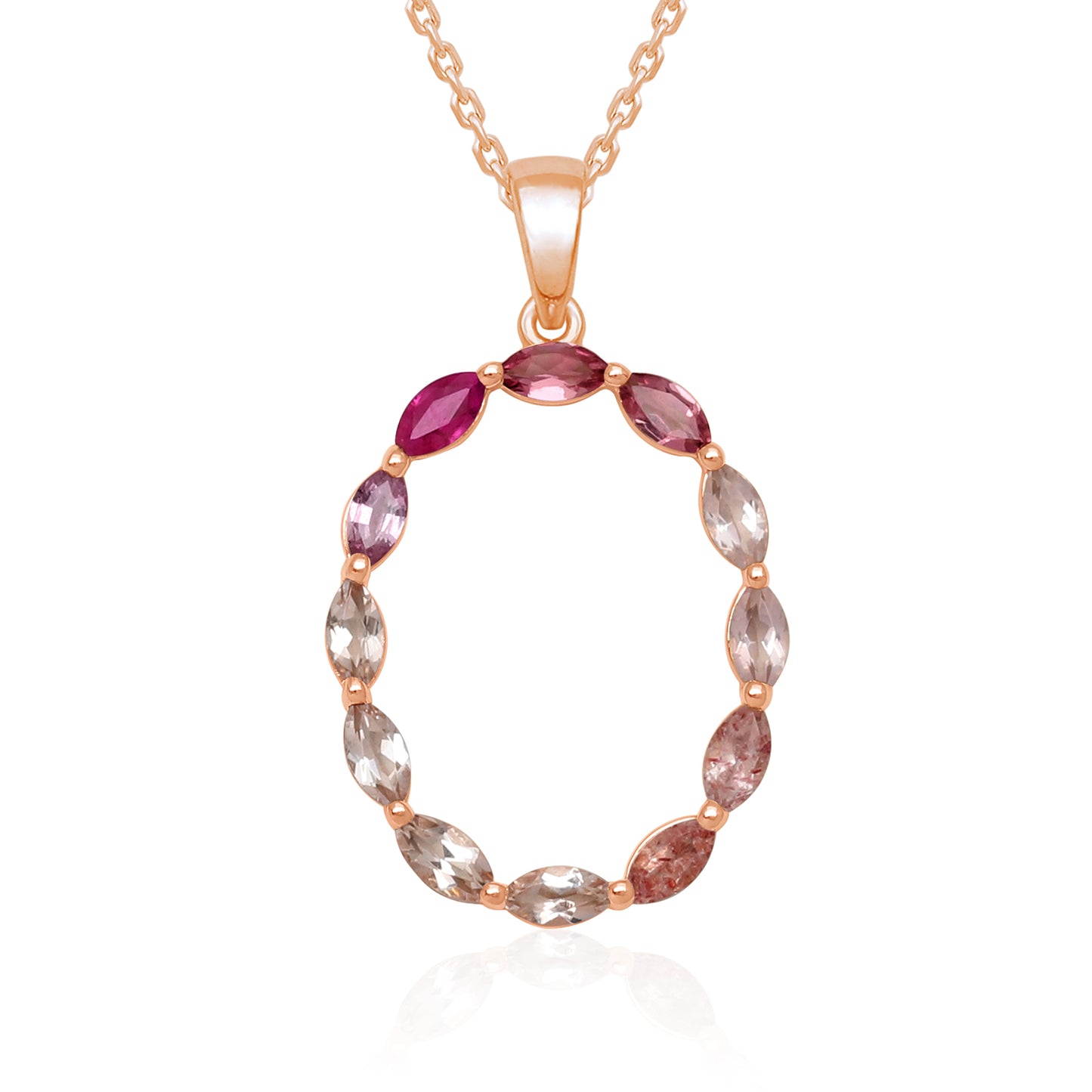 Rose Garden Oval Gemstones Pendant