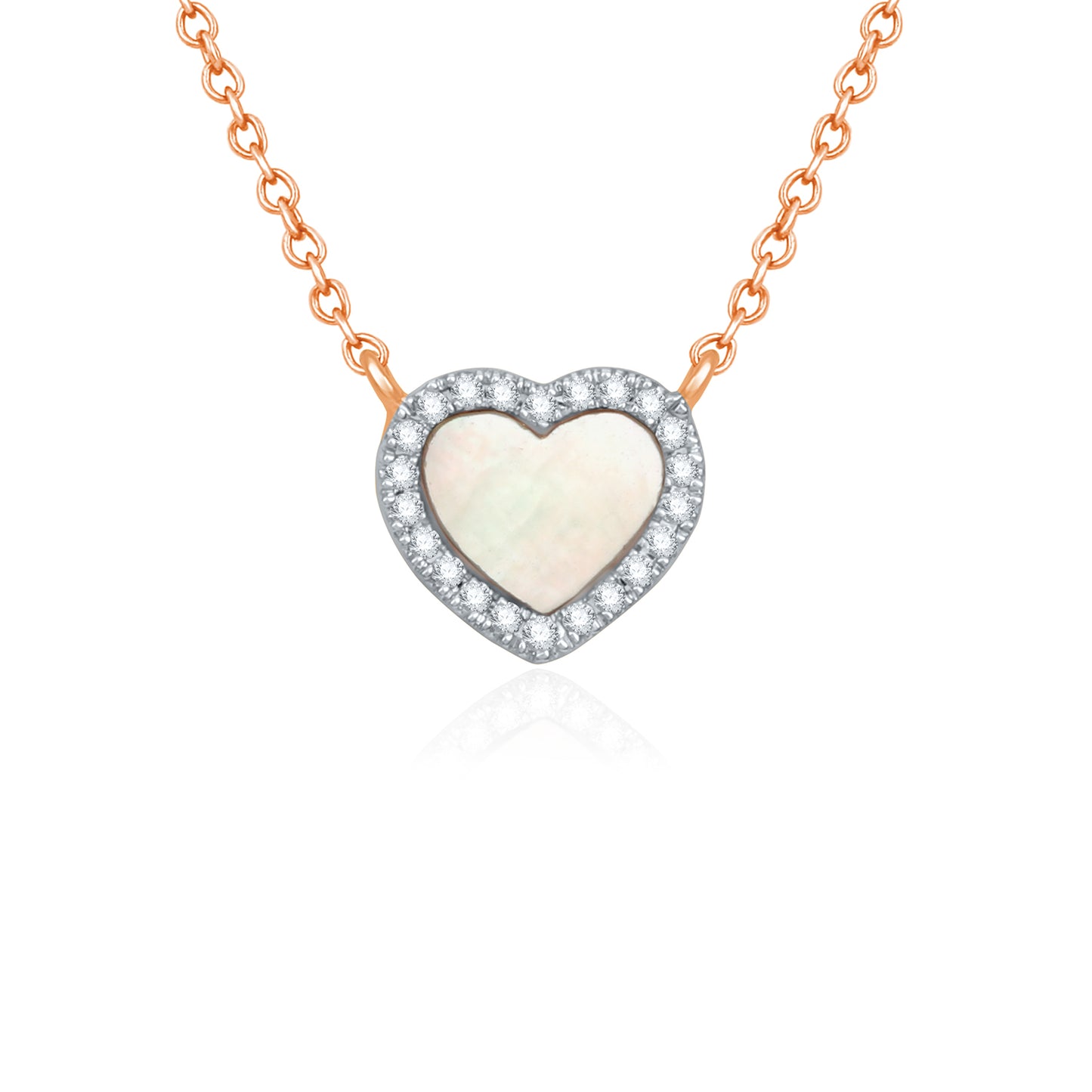Mother of Pearl Heart Diamond Necklace