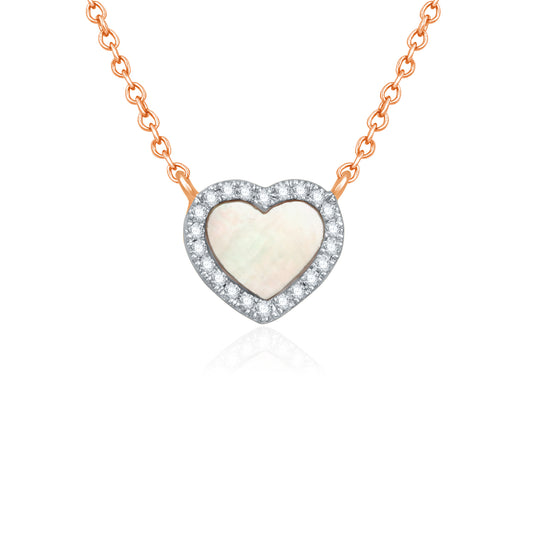 Mother of Pearl Heart Diamond Necklace