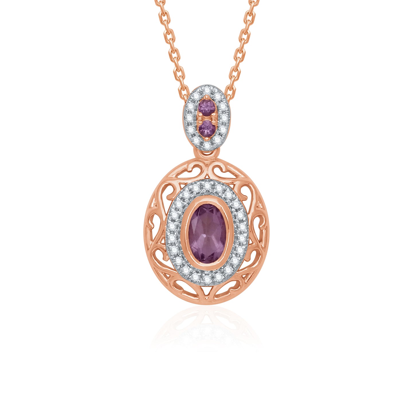 Filigree Amethyst Oval Pendant