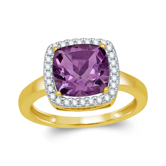 Amethyst Halo Ring