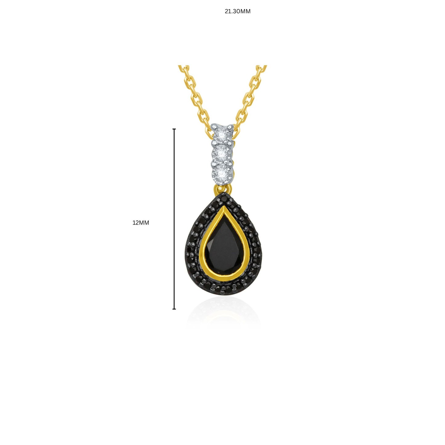 The Midnight Aura Collection - Eclipses Teardrop Onyx&Black Diamond Pendant