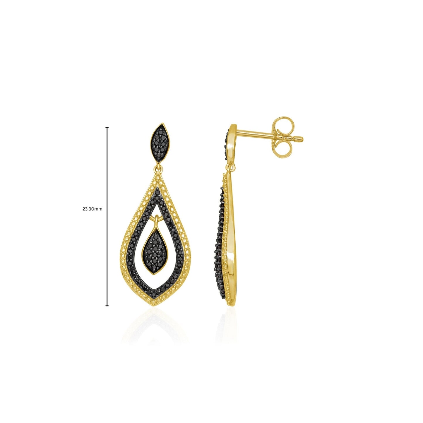 Eclipse Teardrop Black Diamond Earrings