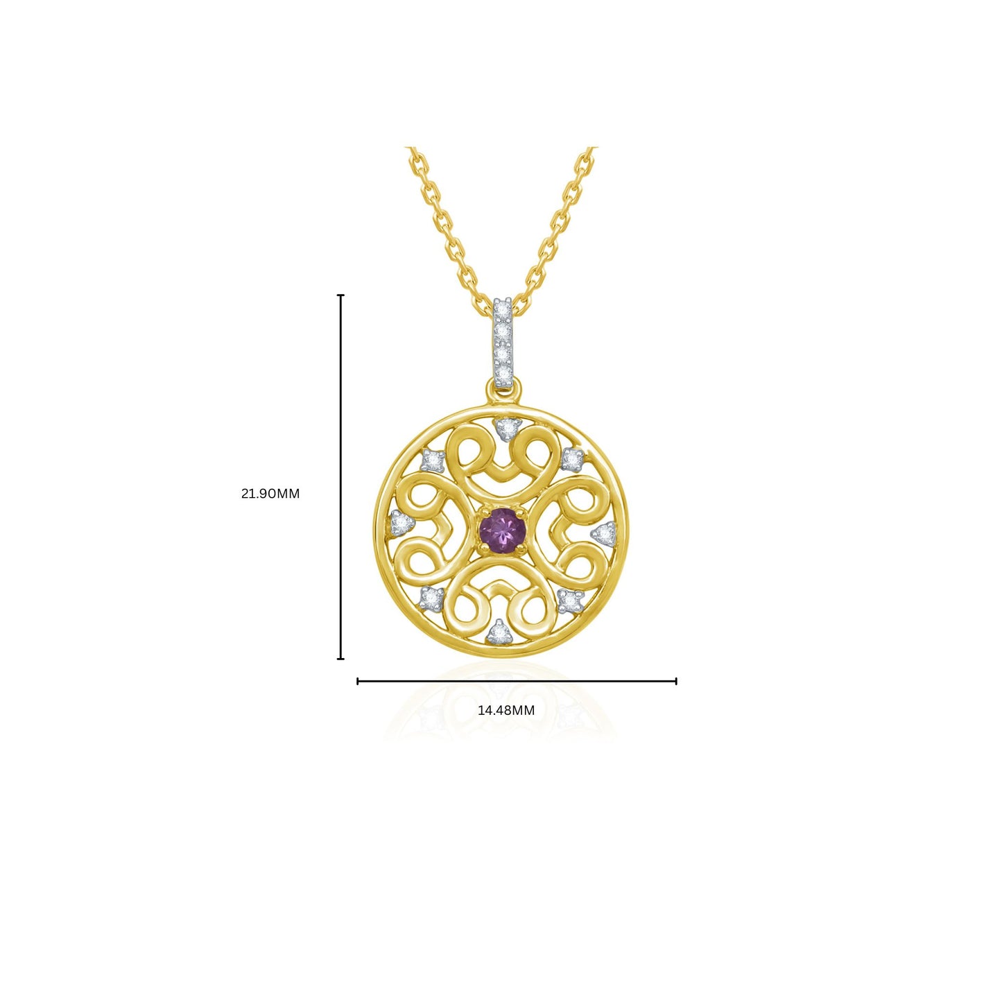 Filigree Amethyst  Diamond Pendant