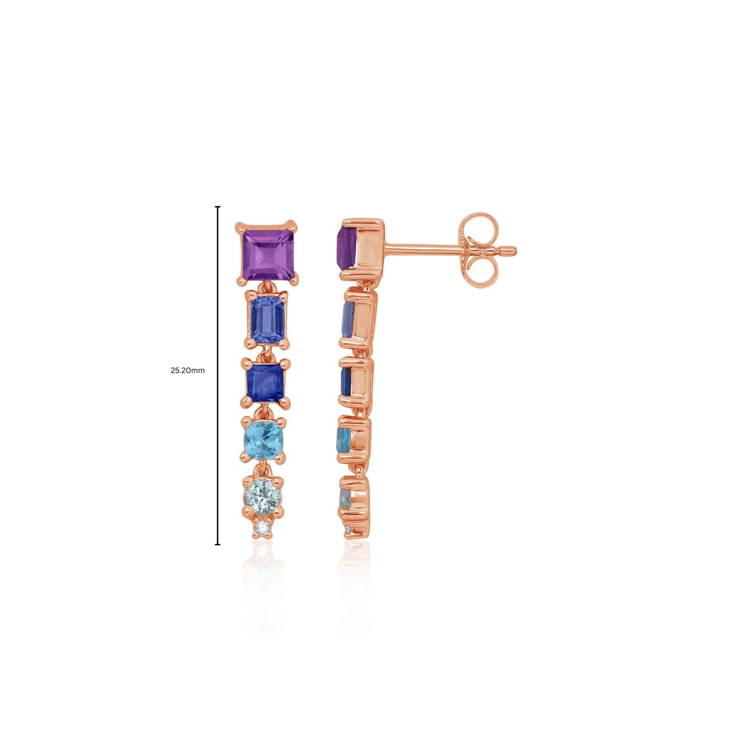 Line Drop Gemstones Earrings