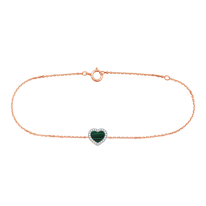 Malachite Heart Diamond Bracelet