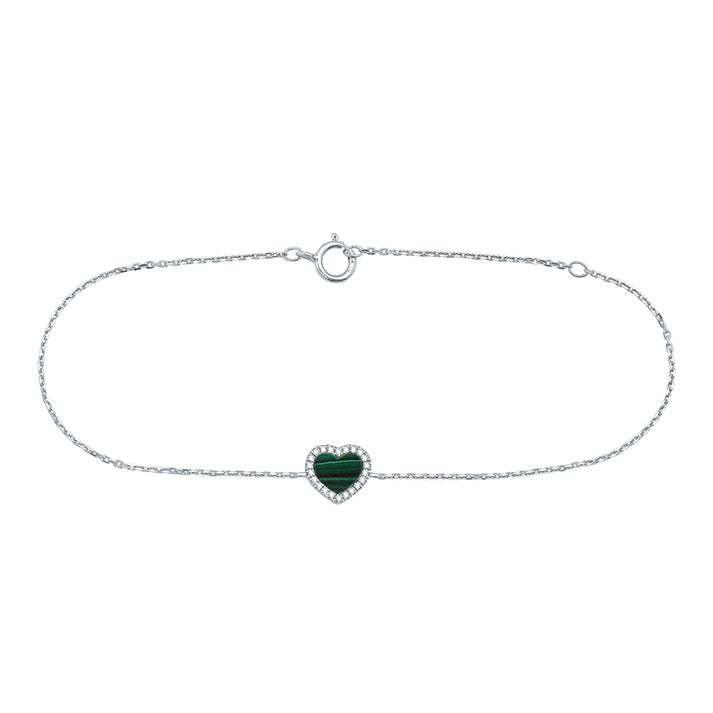 Malachite Heart Diamond Bracelet