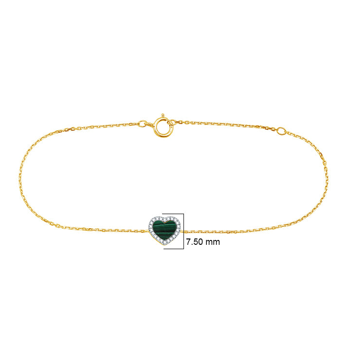 Malachite Heart Diamond Bracelet