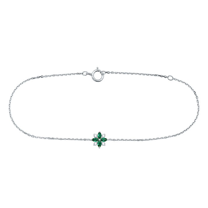Floral Emerald & Diamond Bracelet