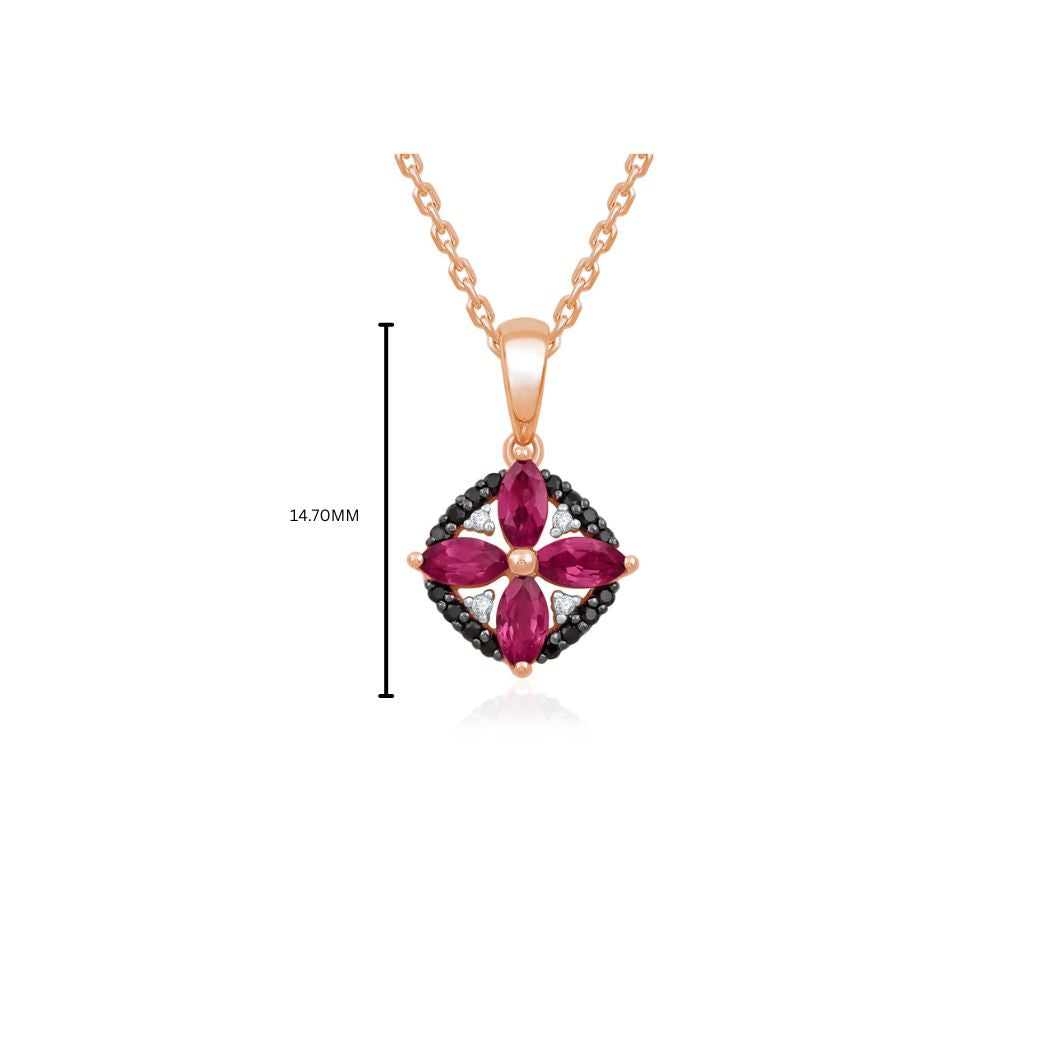 ROSE ECLIPSE - Flower Black Diamond Pendant