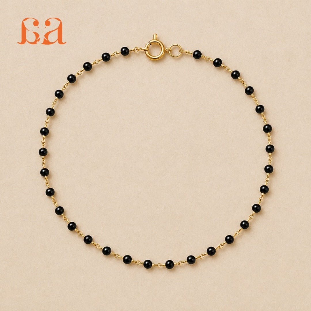 Black Bead Anklet