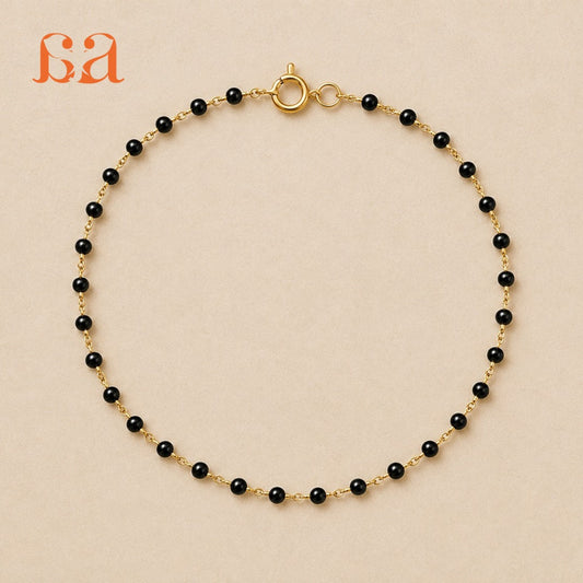 Black Bead Anklet