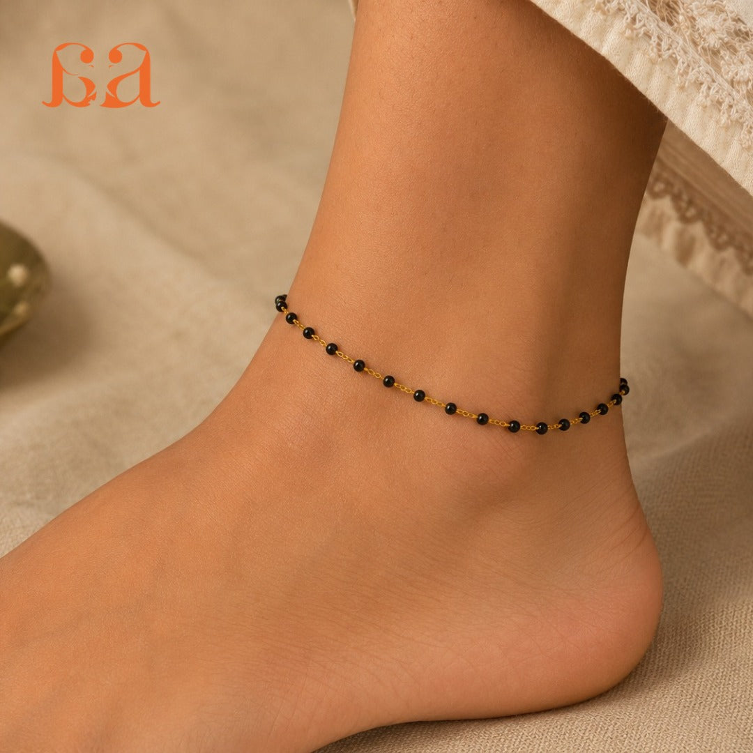 Black Bead Anklet