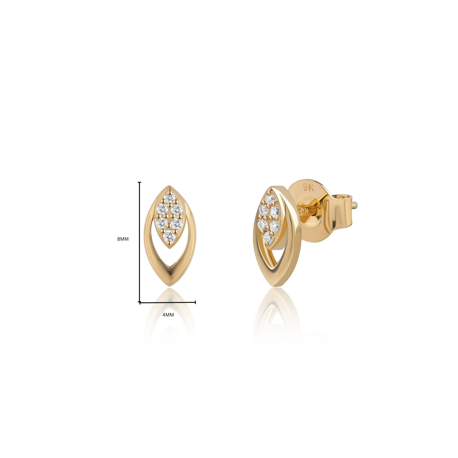 Aira lab grown diamond earrings measurement guide in 9kt jewellery