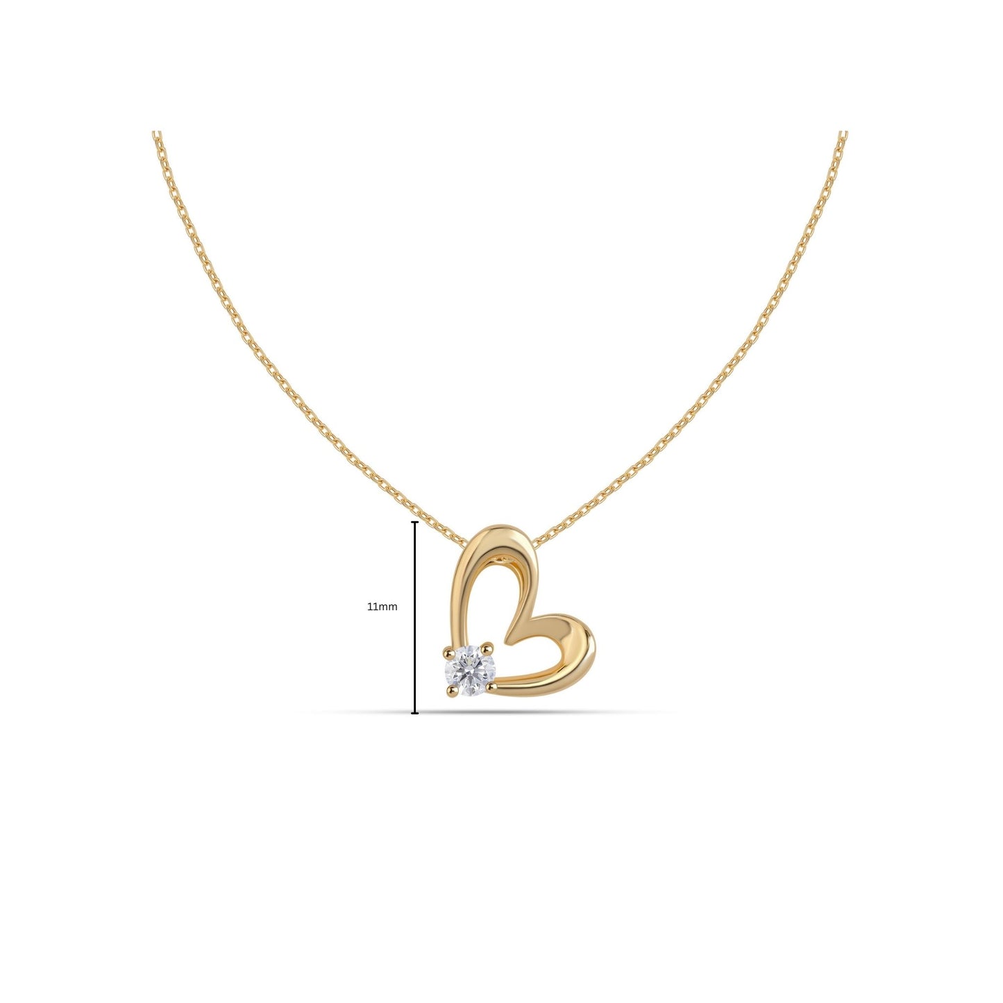 Ami Heart single diamond pendant size and measurement details